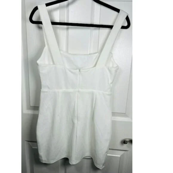 Social Sensation White Square Neck Mini Bodycon Dress Size Medium See Photos - Picture 5 of 7